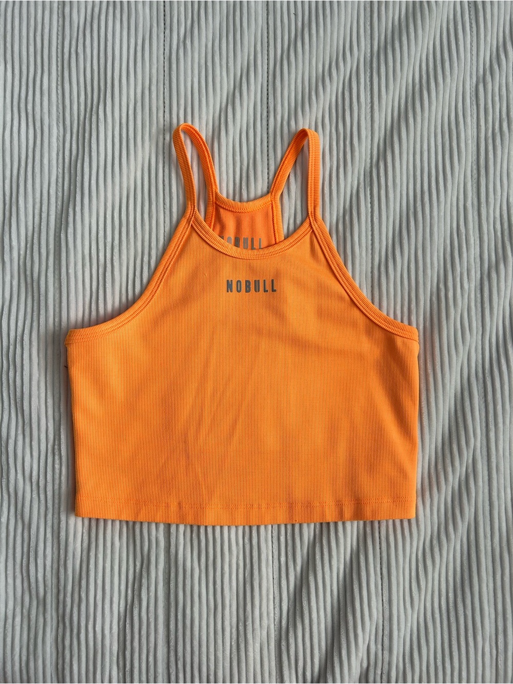 NOBULL Bright Orange Ribbed Crop Tank Top